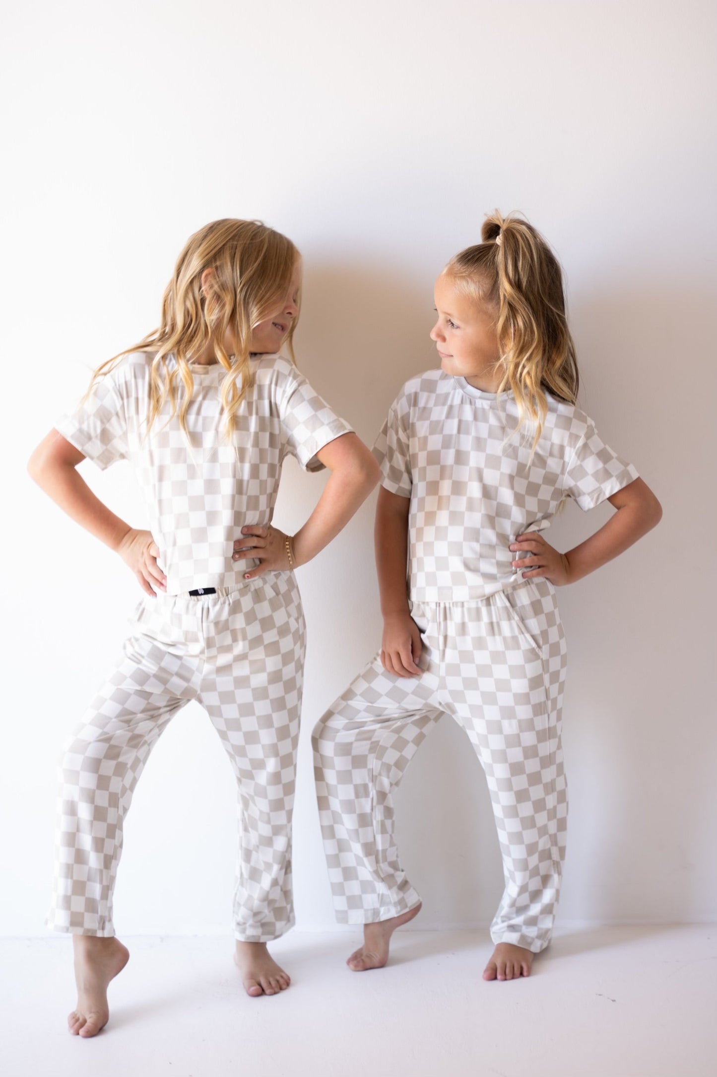 checkerboard bamboo pajamas // BOXY TEE LOUNGE SET (mama + me)