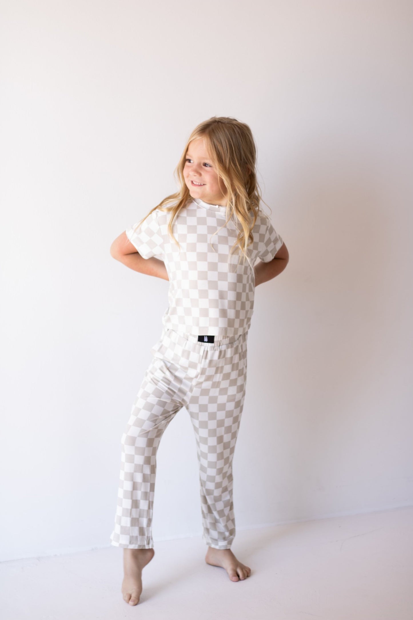 checkerboard bamboo pajamas // BOXY TEE LOUNGE SET (mama + me)