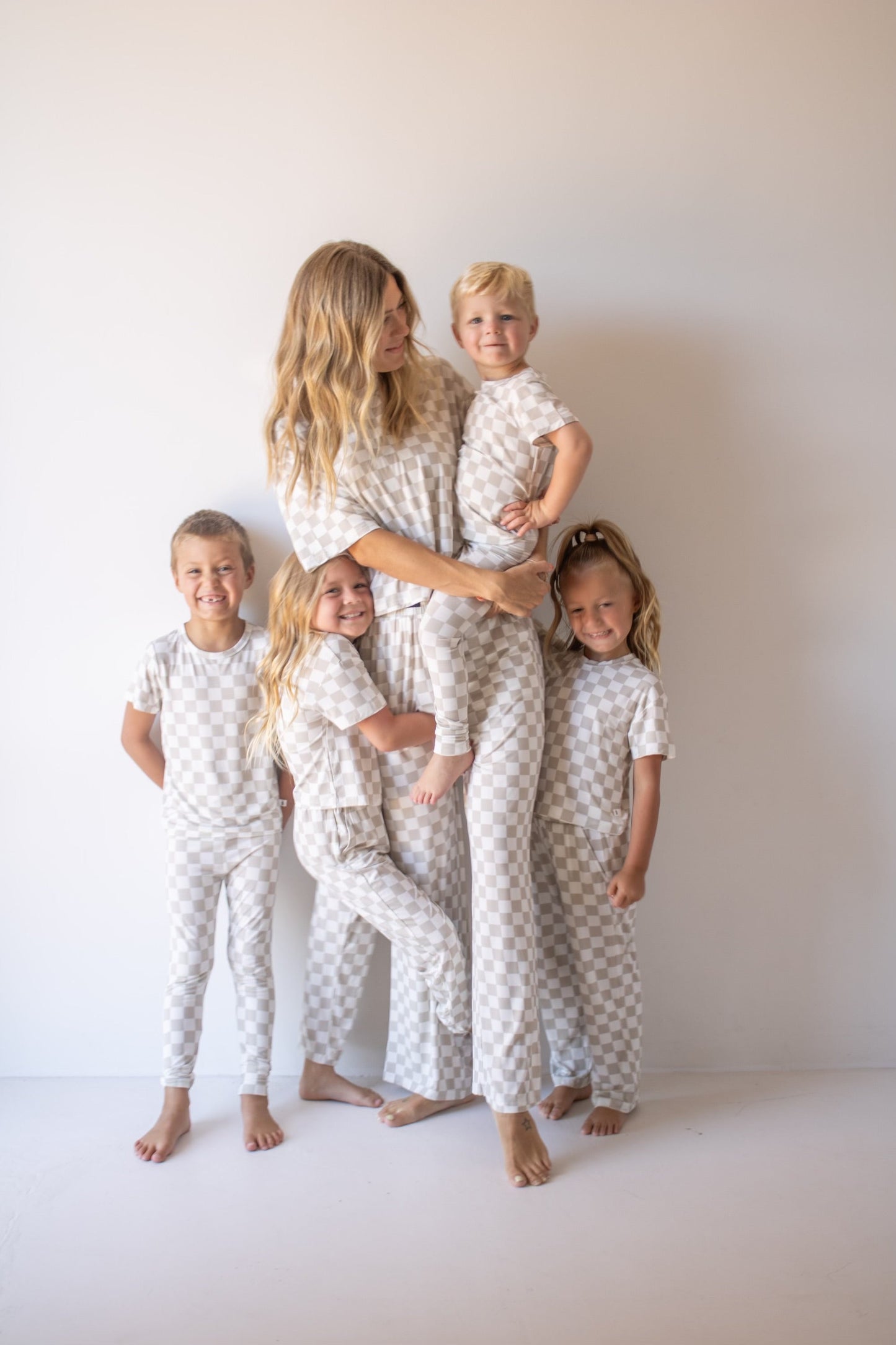 women's bamboo boxy tee lounge set // checkerboard (mama + me)
