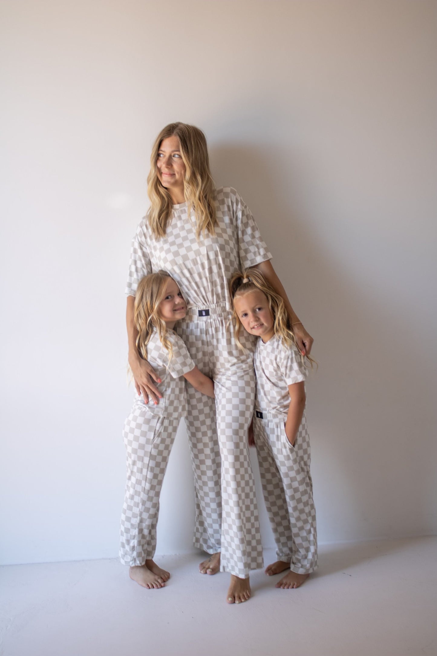 women's bamboo boxy tee lounge set // checkerboard (mama + me)