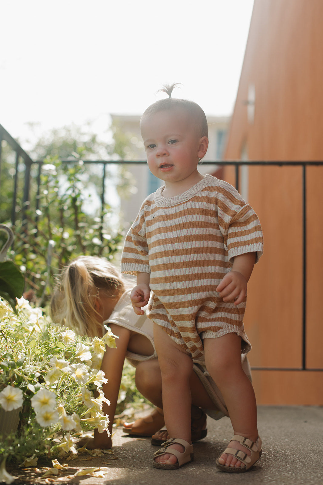 colly romper // orange stripes