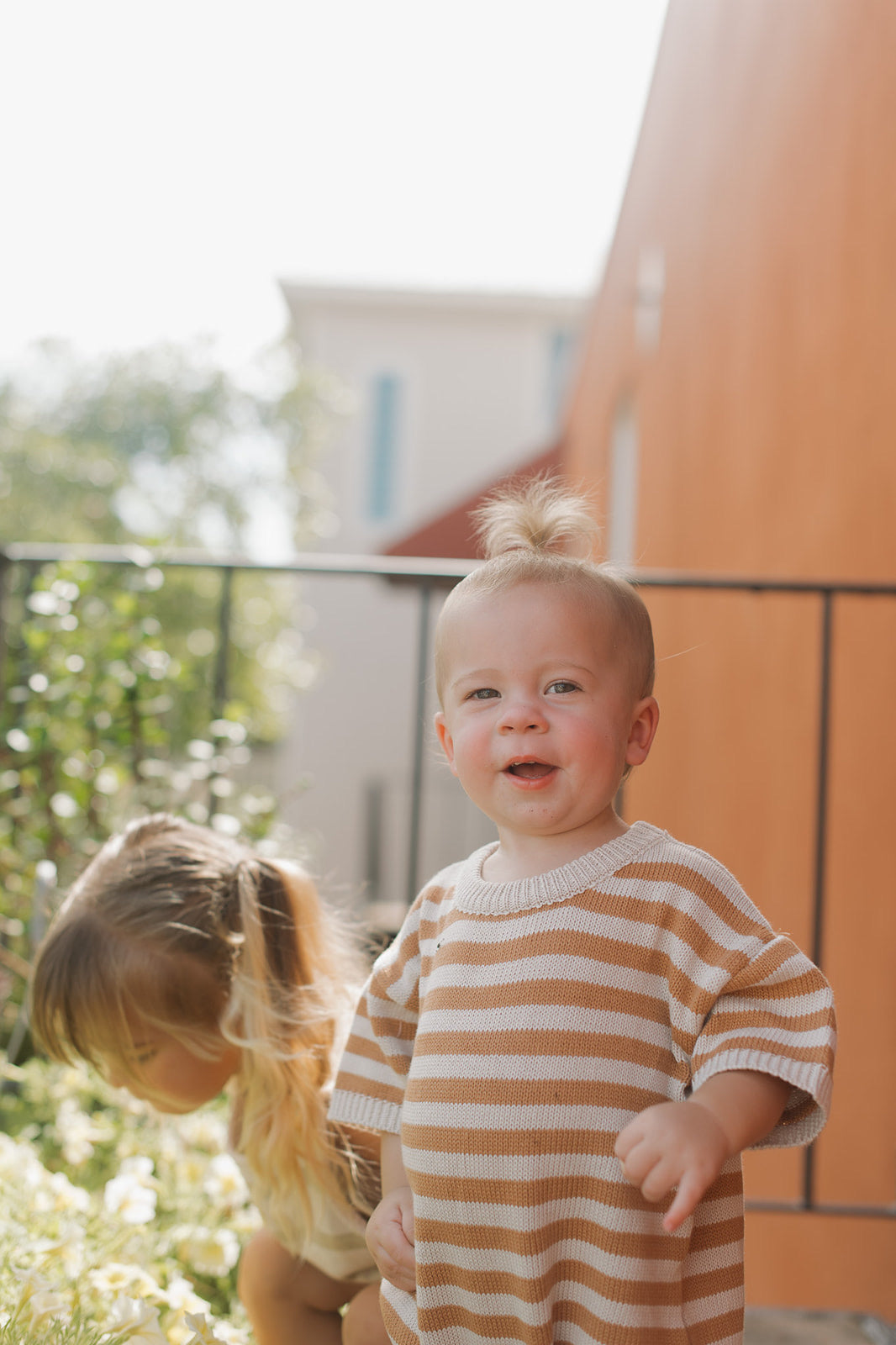 colly romper // orange stripes