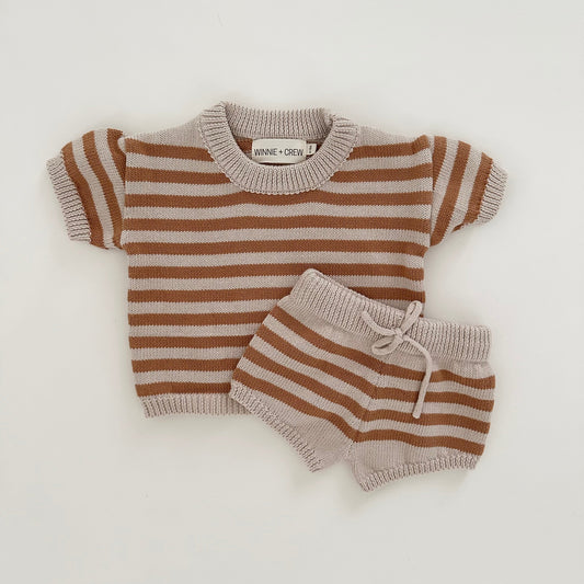 owen knit set // orange stripes