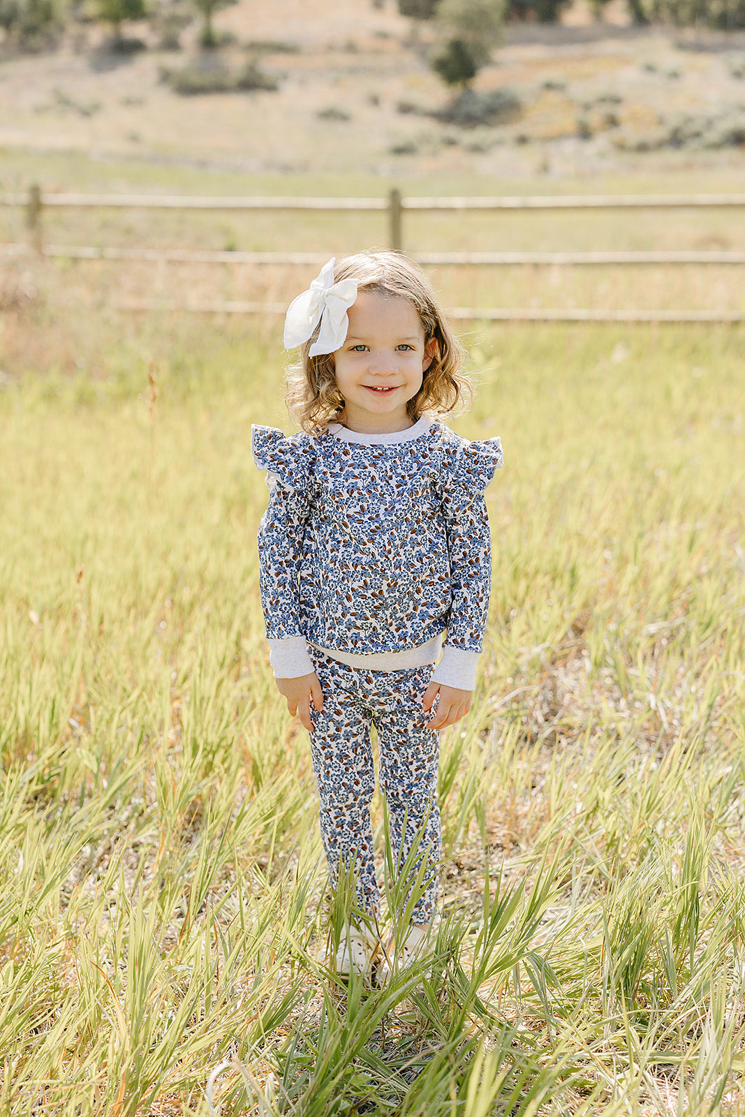 blue meadow ruffle french terry set