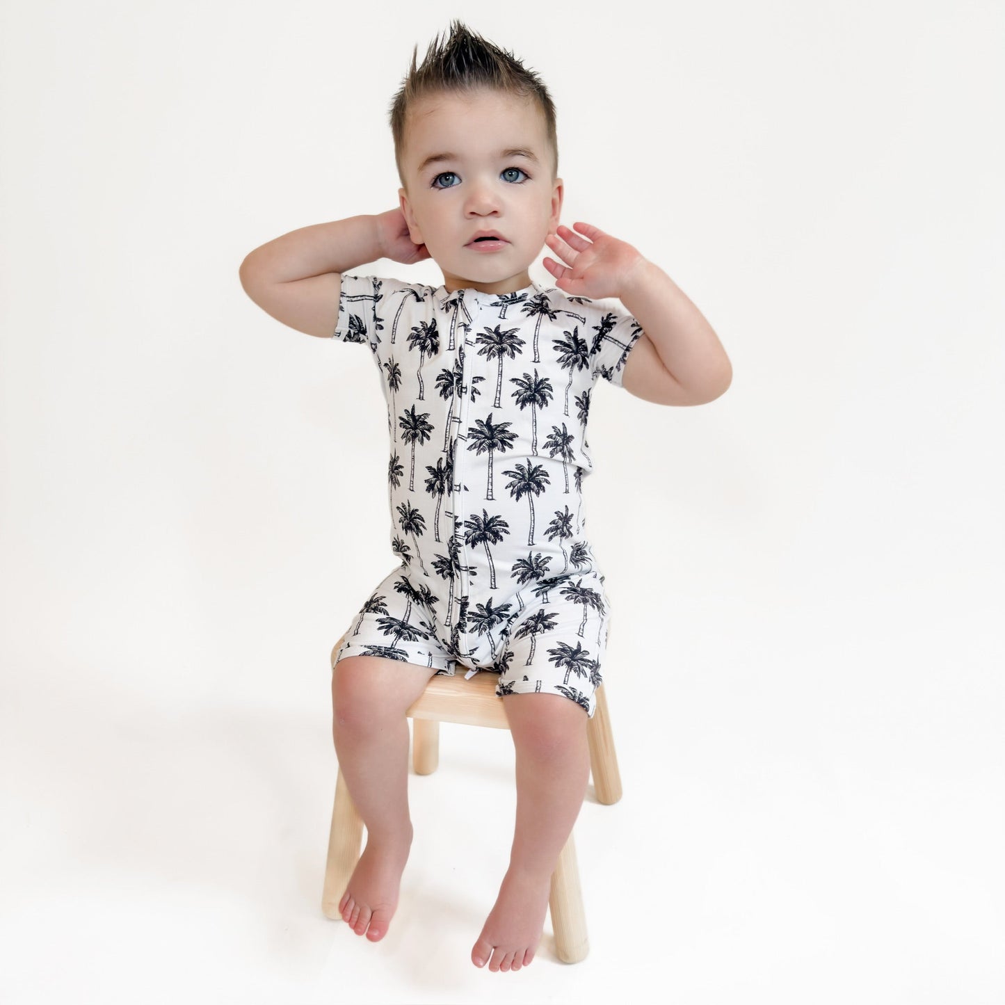 white palm bamboo pajamas // SHORTIE
