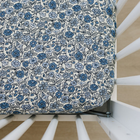 bamboo stretch crib sheet // bluebell pointelle