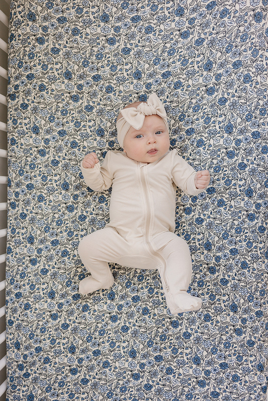 bamboo stretch crib sheet // bluebell pointelle