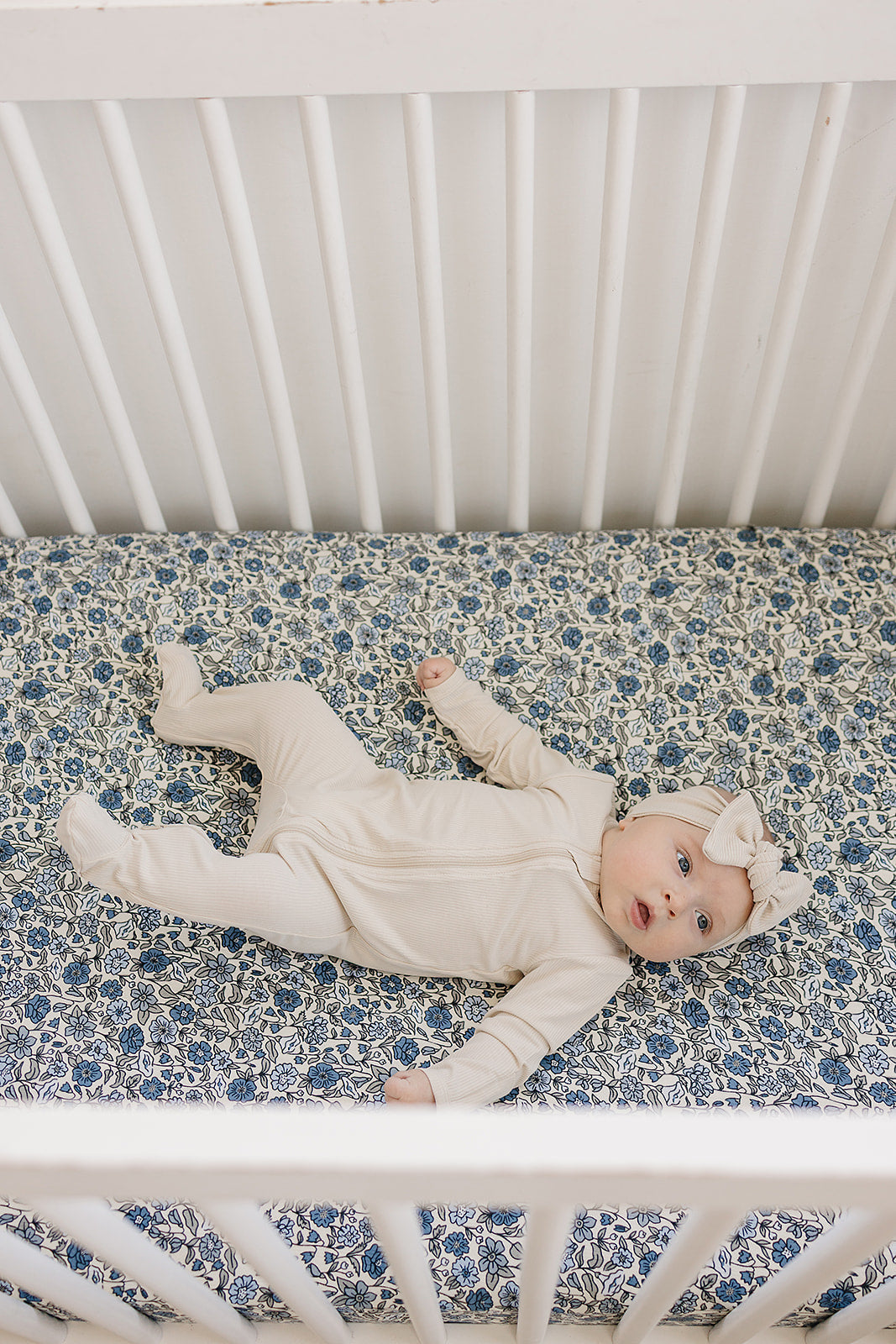 bamboo stretch crib sheet // bluebell pointelle
