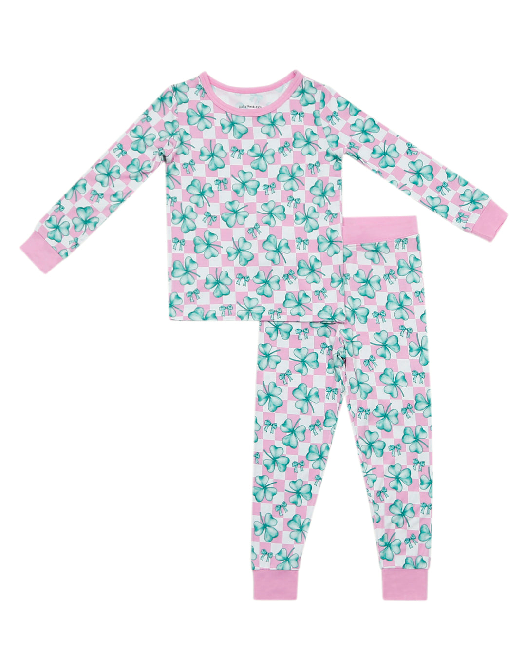 shamrock bow bamboo pajamas // LONG-SLEEVE TWO-PIECE SET (sizing up to 8/9)