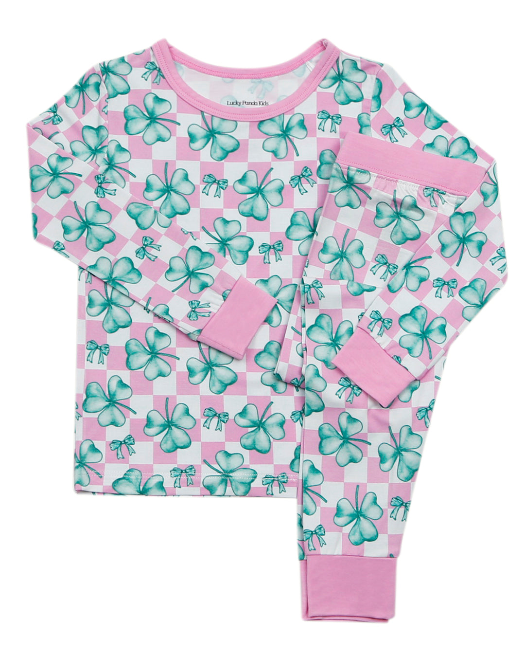 shamrock bow bamboo pajamas // LONG-SLEEVE TWO-PIECE SET (sizing up to 8/9)