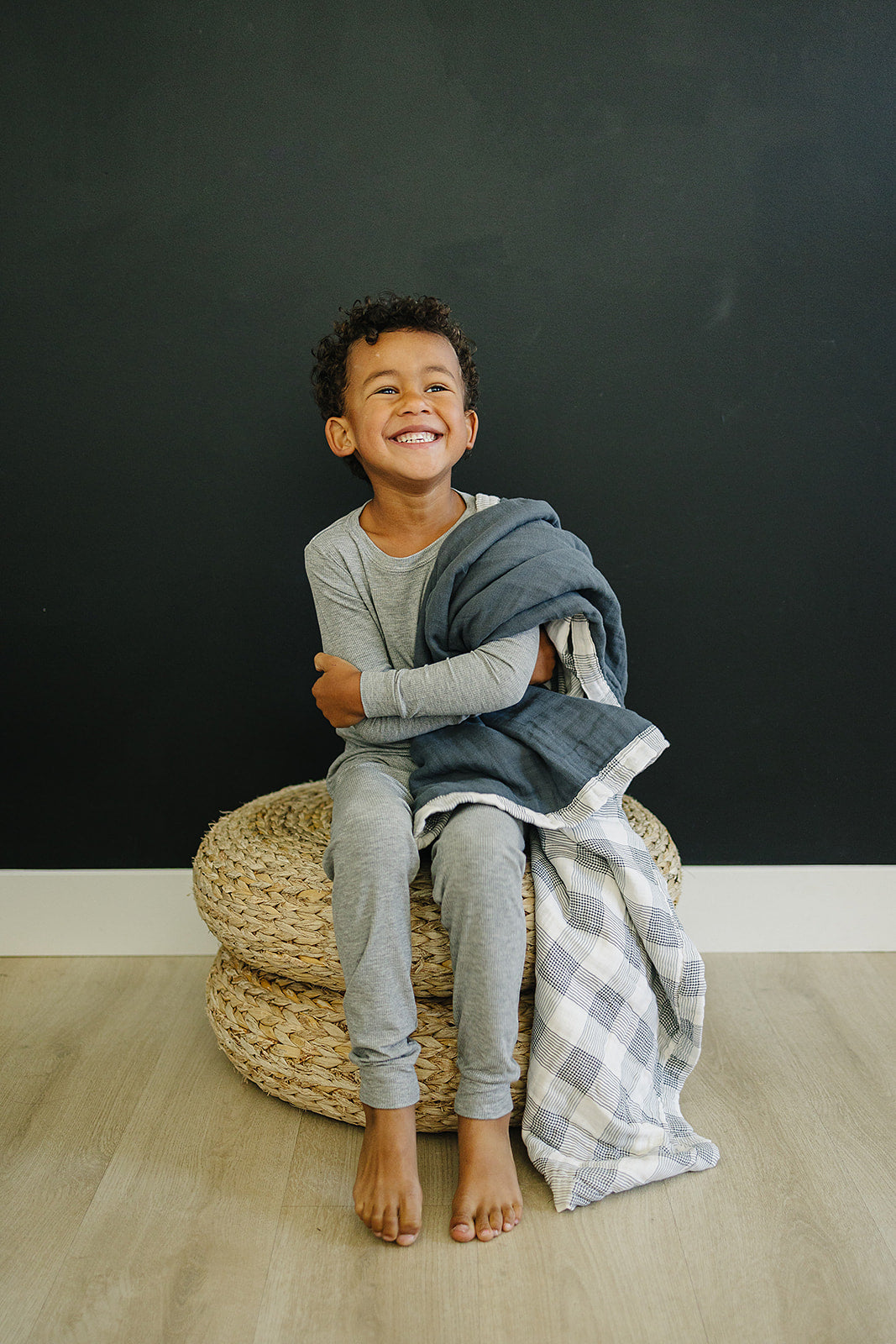 muslin quilt // coastal plaid + navy
