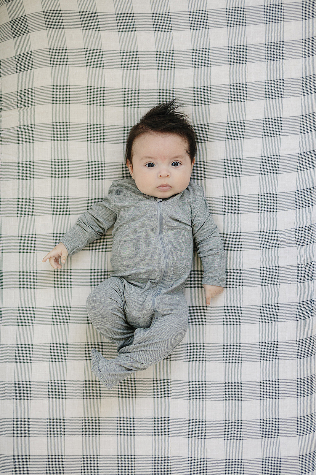 muslin crib sheet // coastal plaid