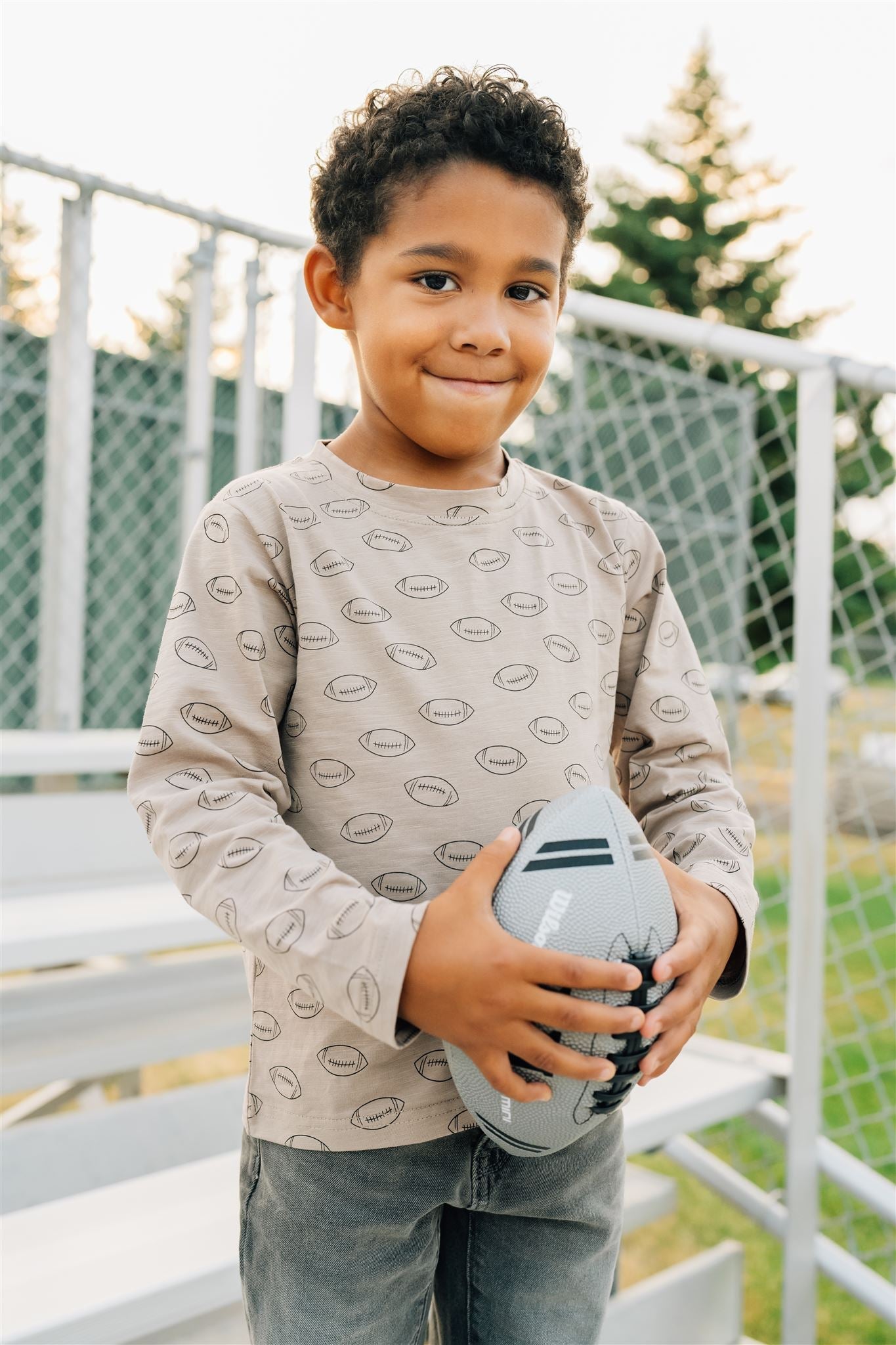 long-sleeve cotton tee // footballs