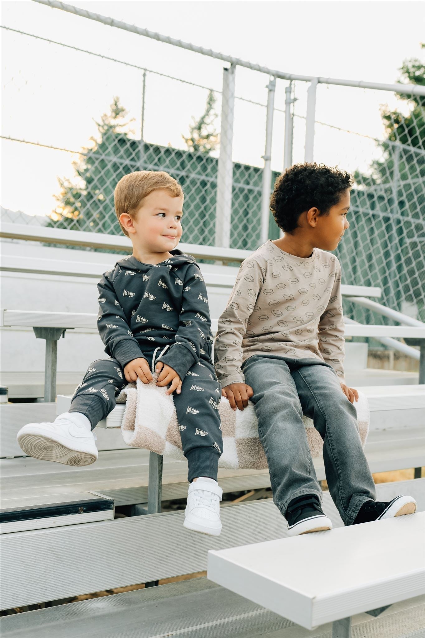 long-sleeve cotton tee // footballs