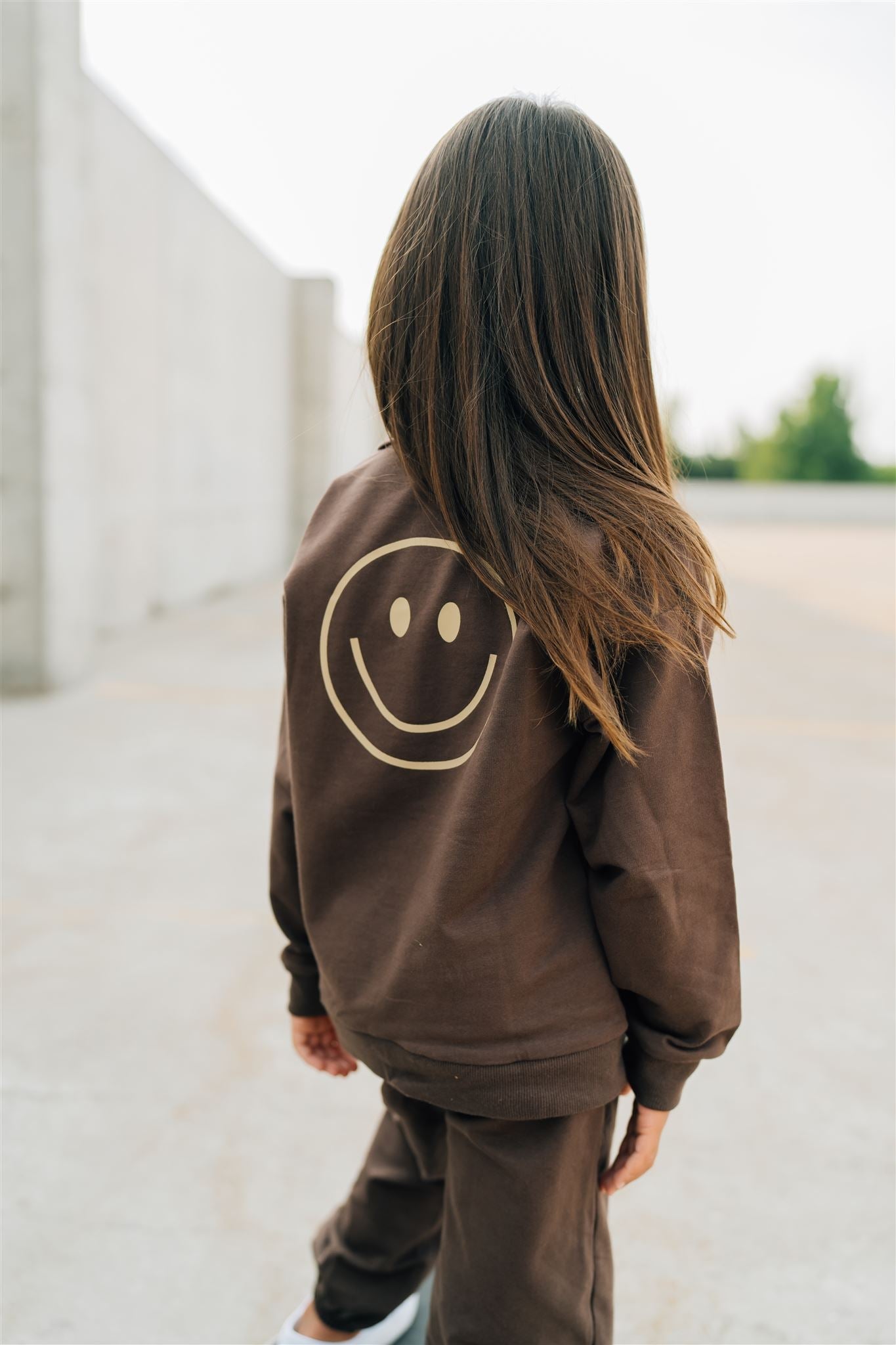 smiley face quarter-zip french terry set