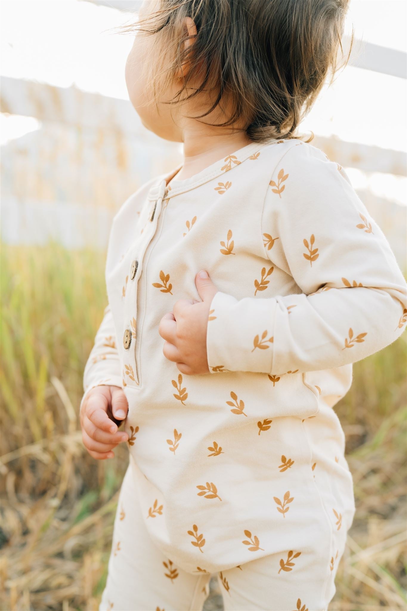 vines long-sleeve button romper