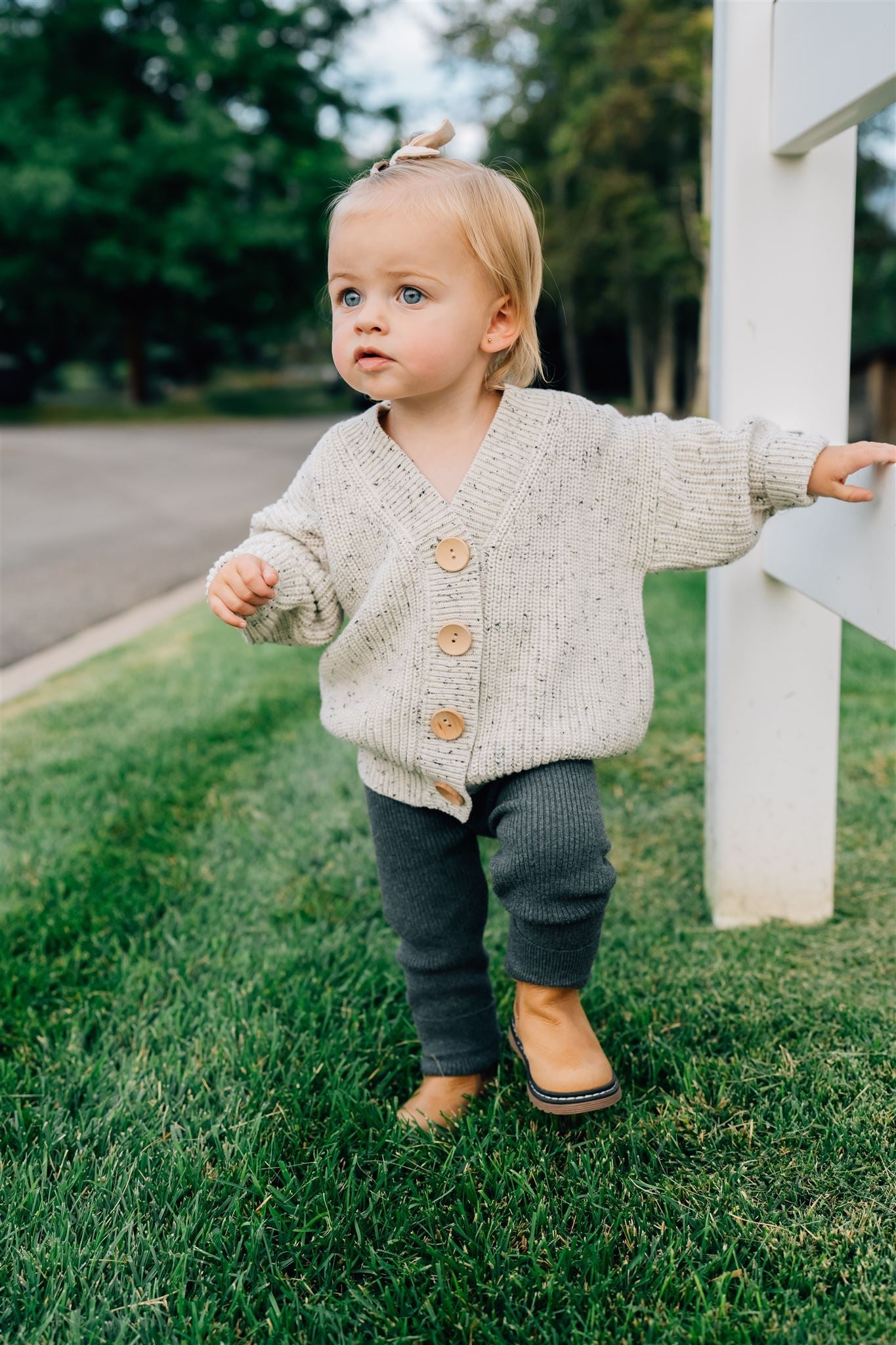 heather grey chunky knit cardigan