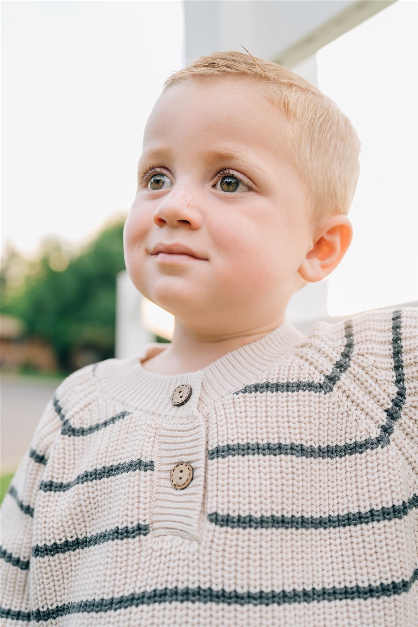 charcoal stripe button knit sweater