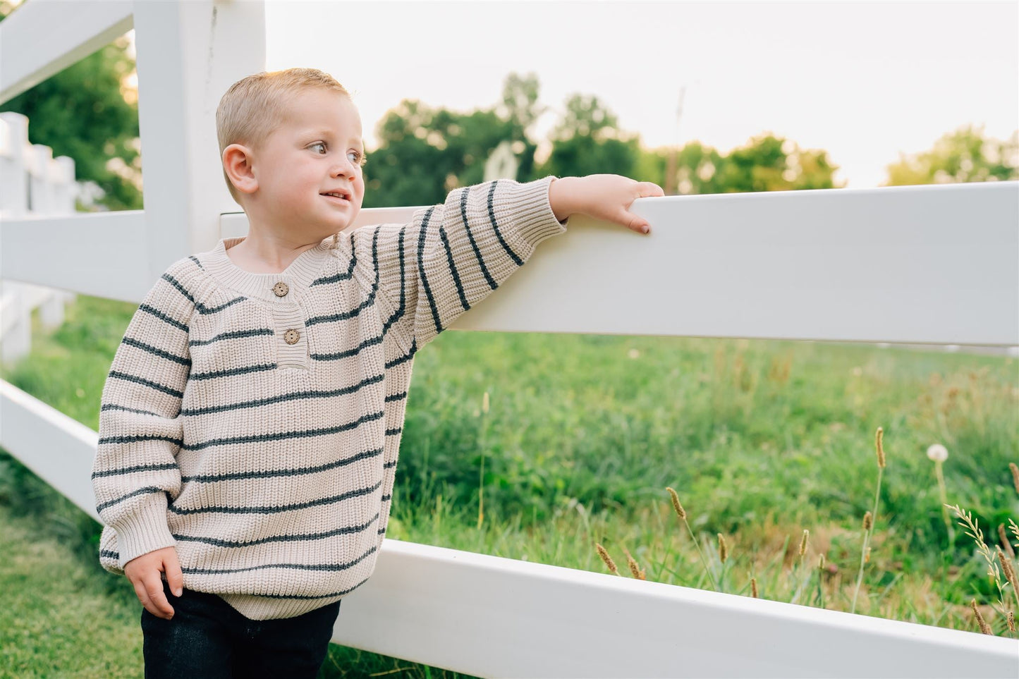 charcoal stripe button knit sweater