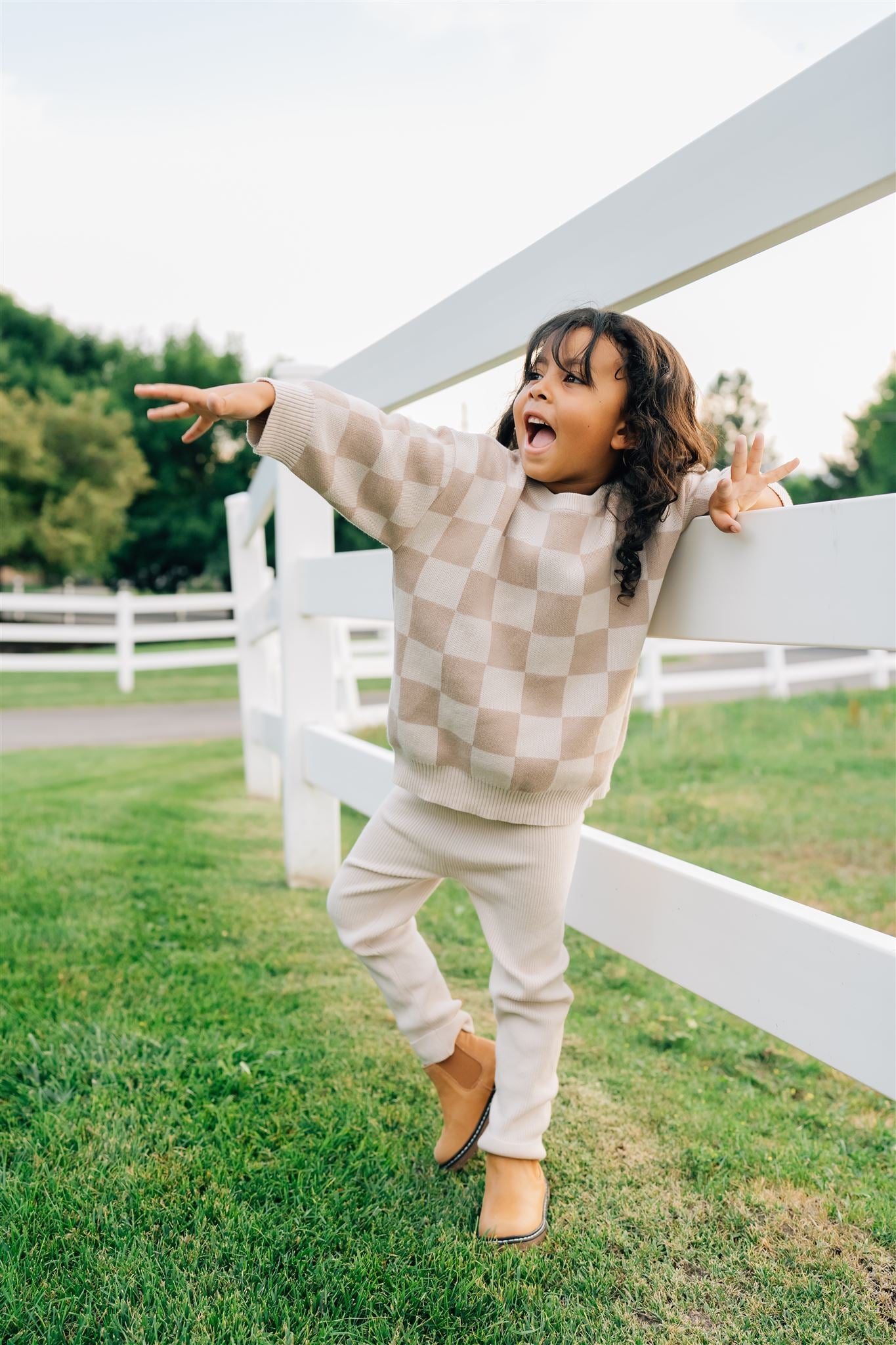 checkered knit sweater