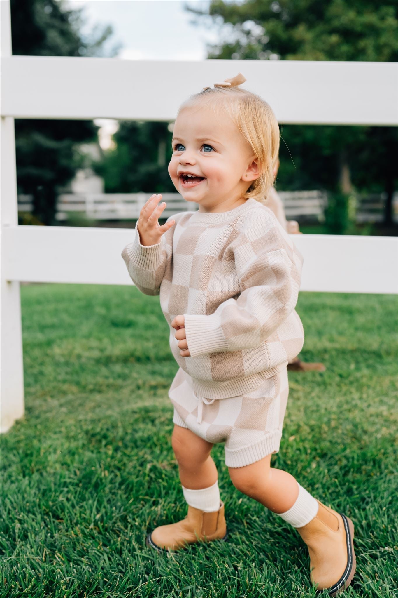 checkered knit sweater