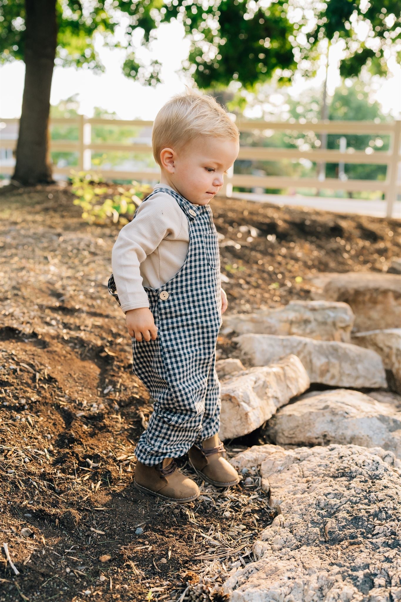 gingham linen overalls