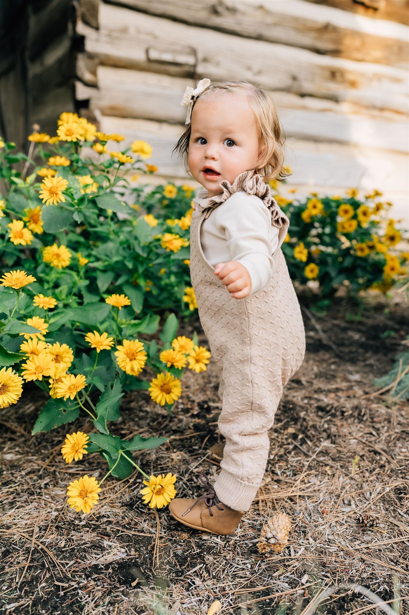 ruffle knit overalls