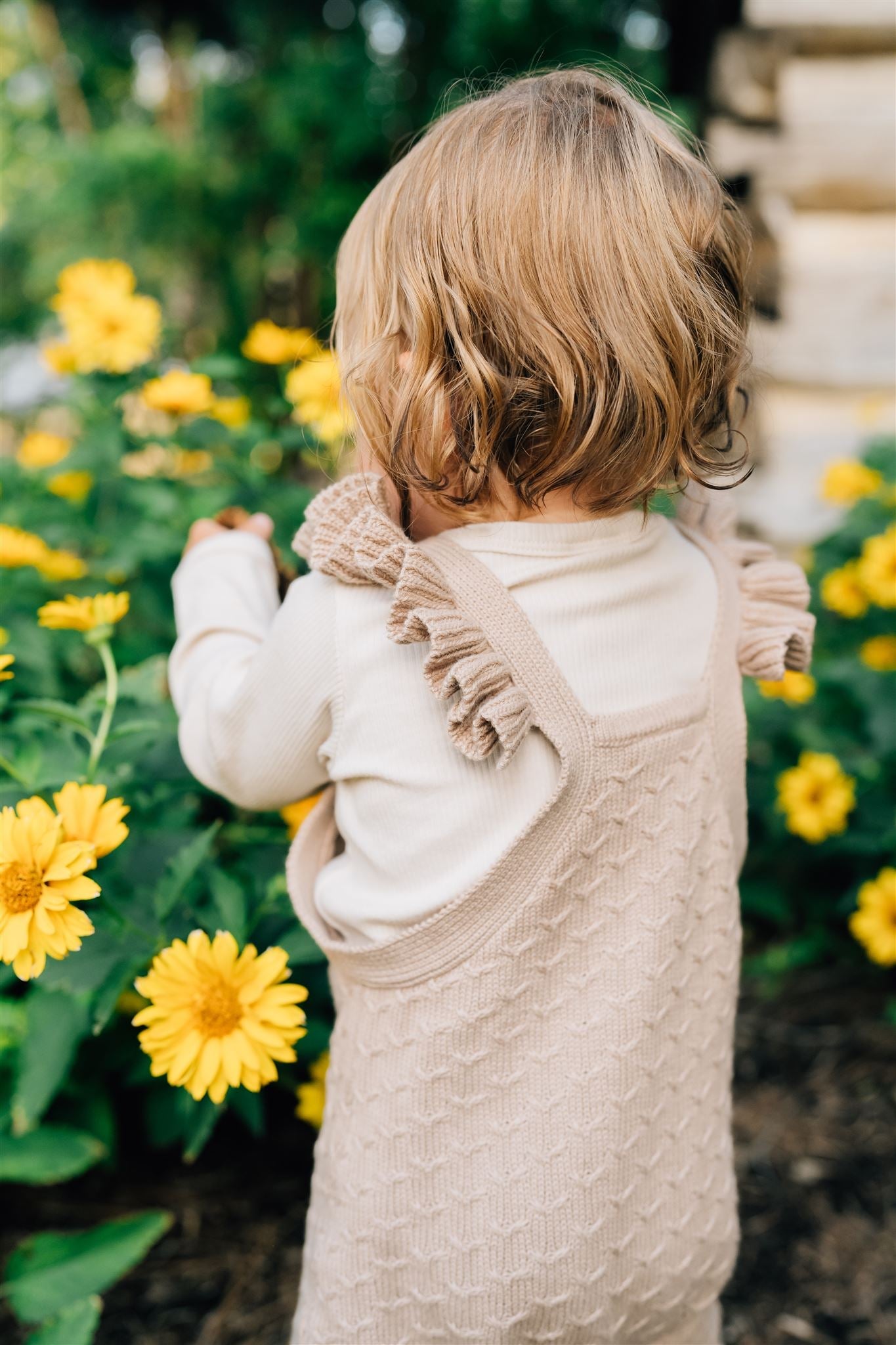 ruffle knit overalls