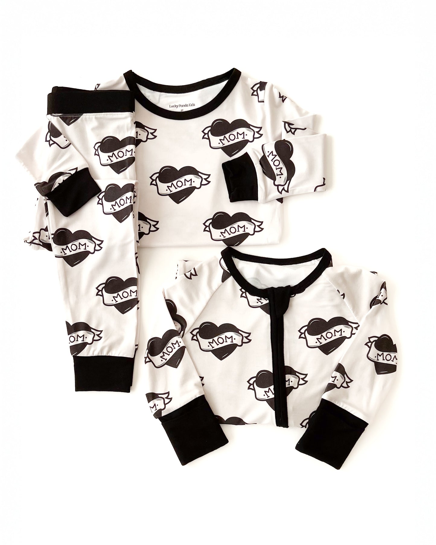 mom tattoo bamboo pajamas // LONG-SLEEVE TWO-PIECE SET (sizing up to 8/9y)