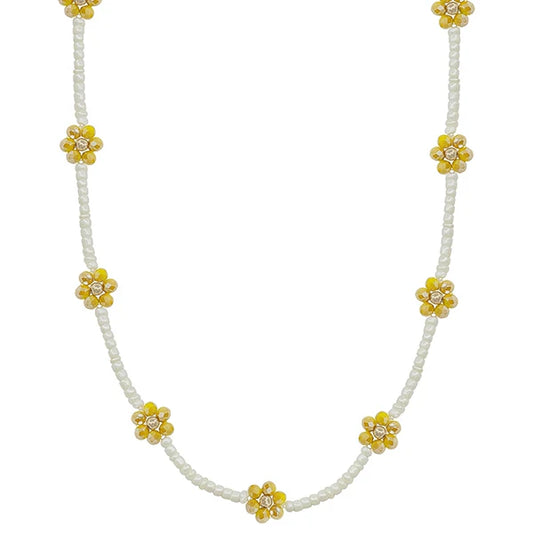 beaded mustard daisy necklace // for women