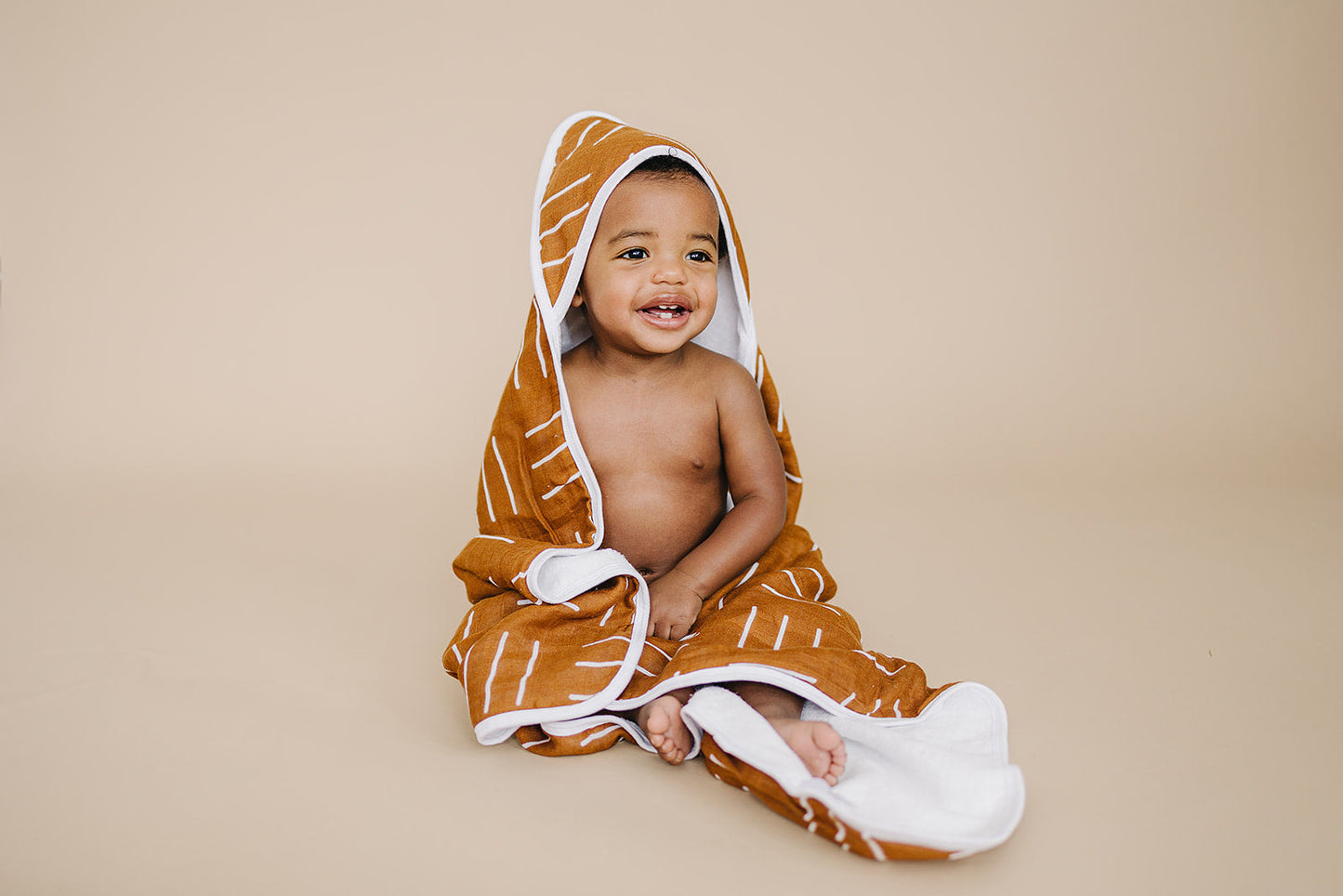 muslin hooded towel // deep mustard