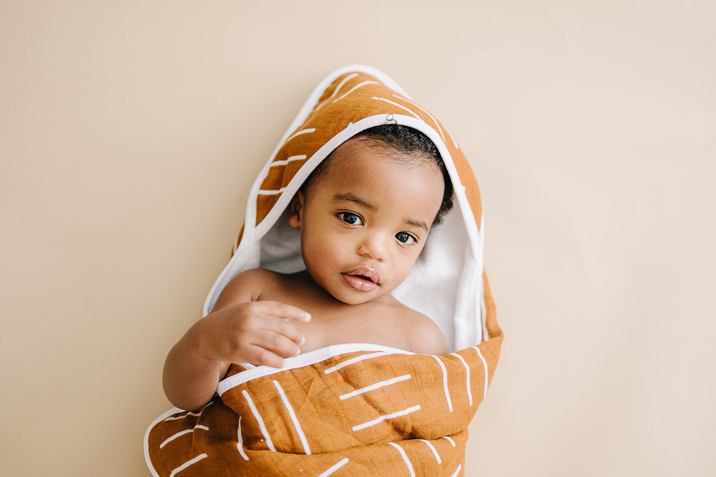 muslin hooded towel // deep mustard