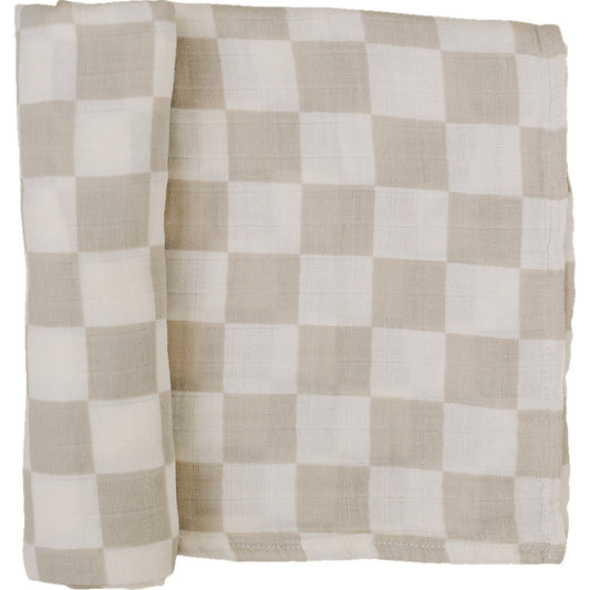 muslin swaddle blanket // taupe checkered