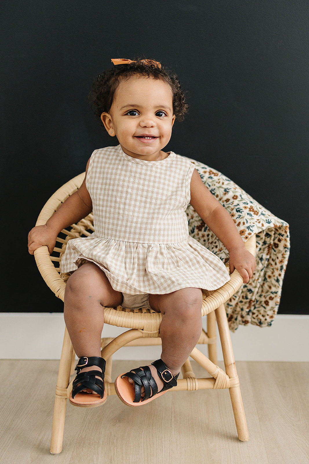 oatmeal gingham peplum set