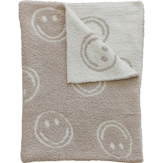 plush blanket // taupe smiley