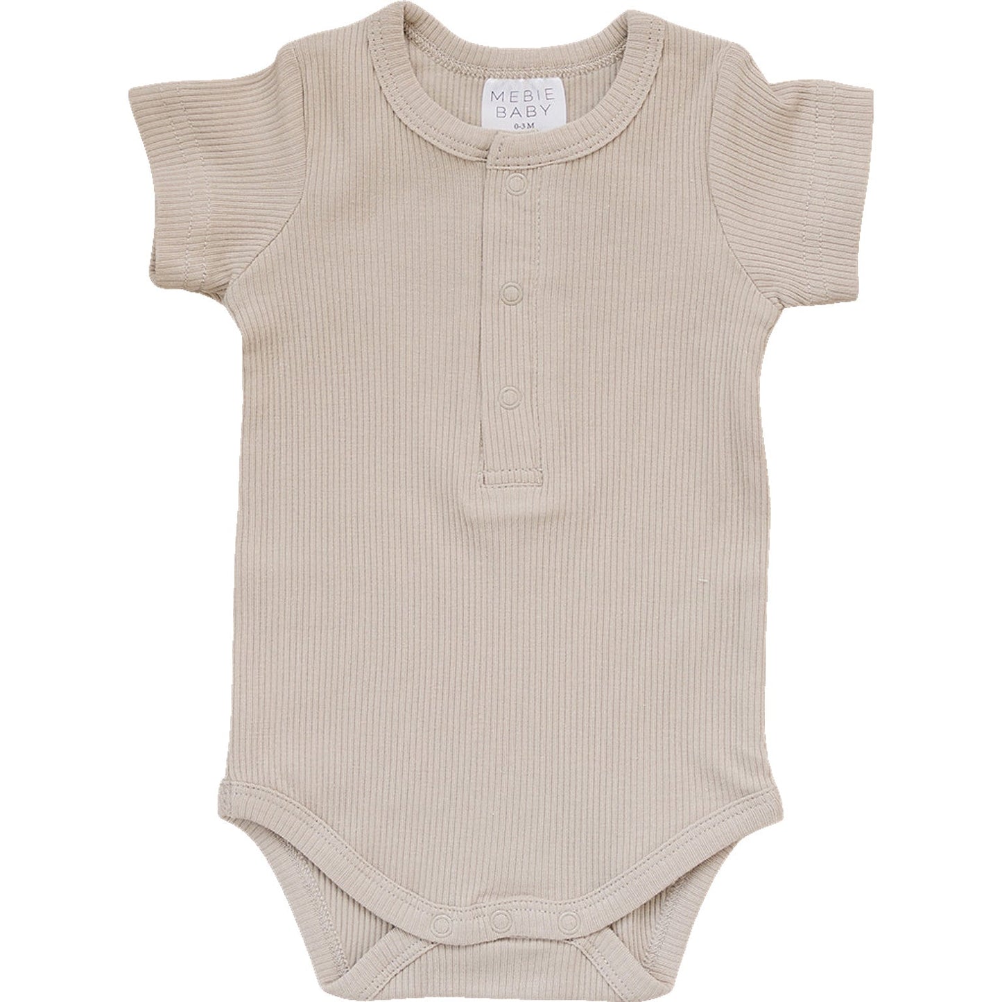 organic cotton ribbed snap bodysuit // oatmeal