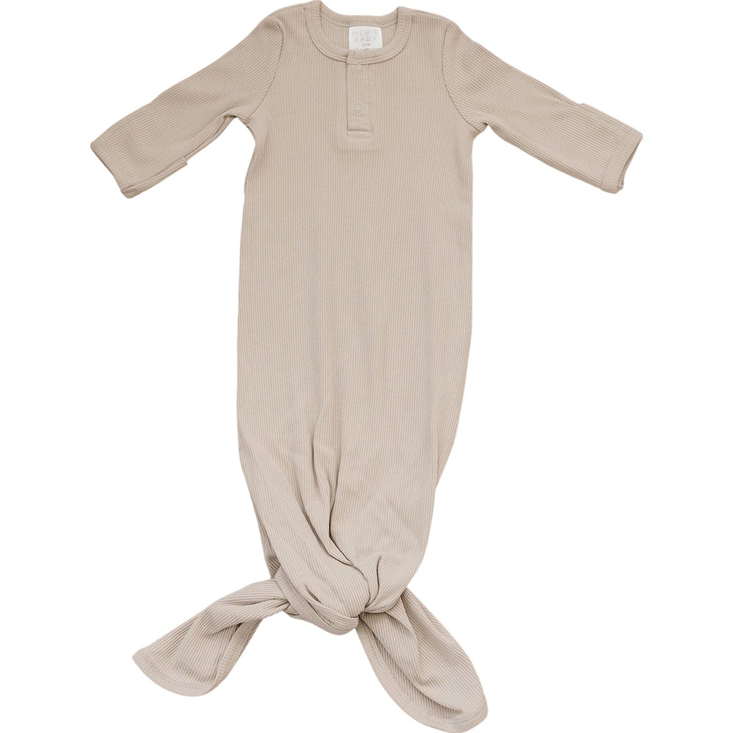 organic cotton ribbed knot gown // oatmeal