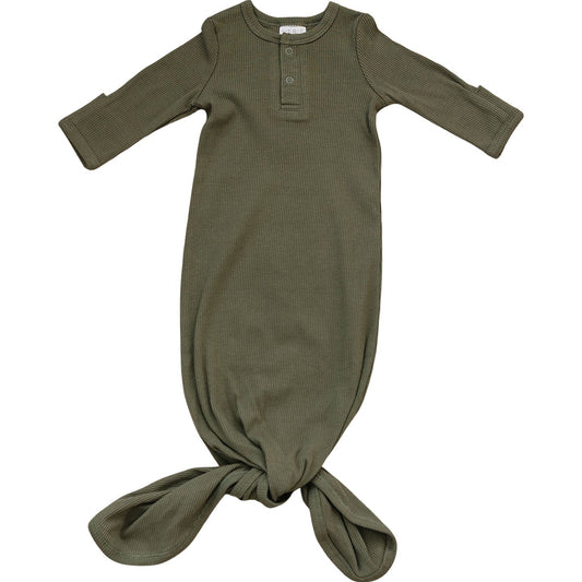 organic cotton ribbed knot gown // deep olive