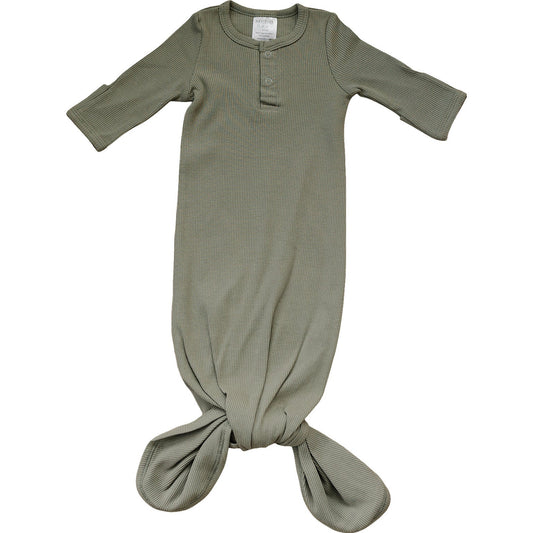 organic cotton ribbed knot gown // green