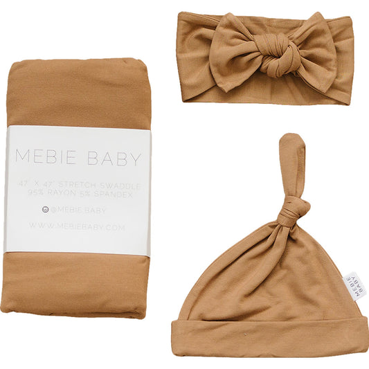 bamboo hat OR head wrap + swaddle set // mustard