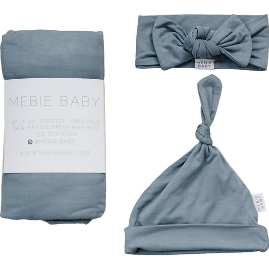 bamboo hat OR head wrap + swaddle set // dusty blue