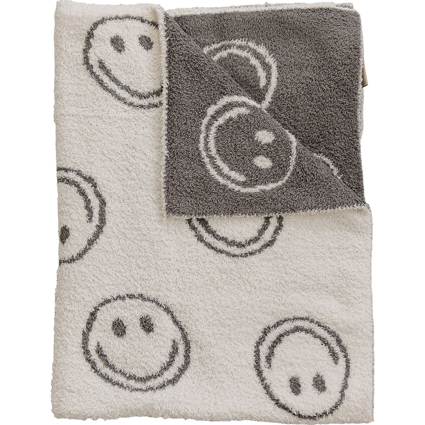 plush blanket // charcoal smiley