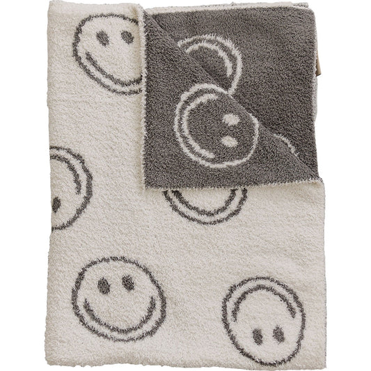 plush blanket // charcoal smiley