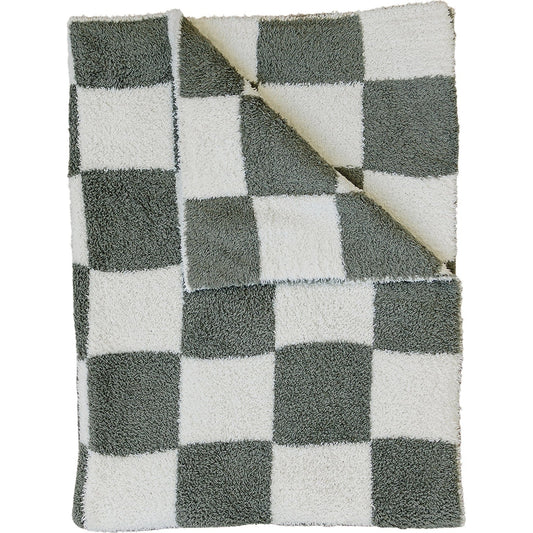 plush blanket // green checkered