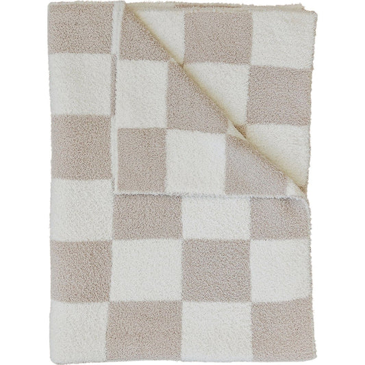 plush blanket // taupe checkered