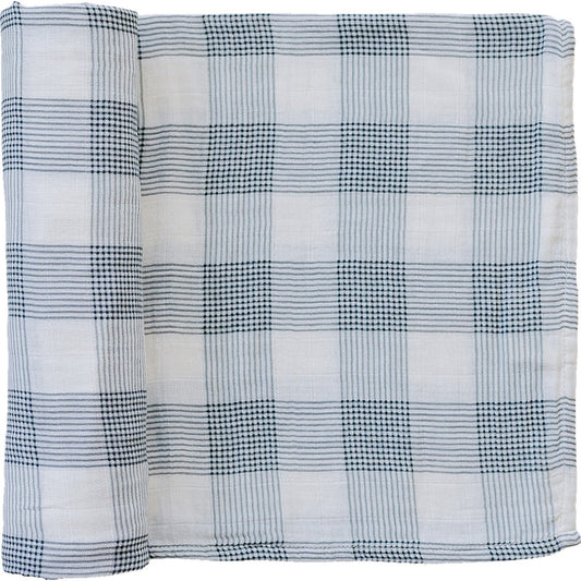 muslin swaddle blanket // coastal plaid