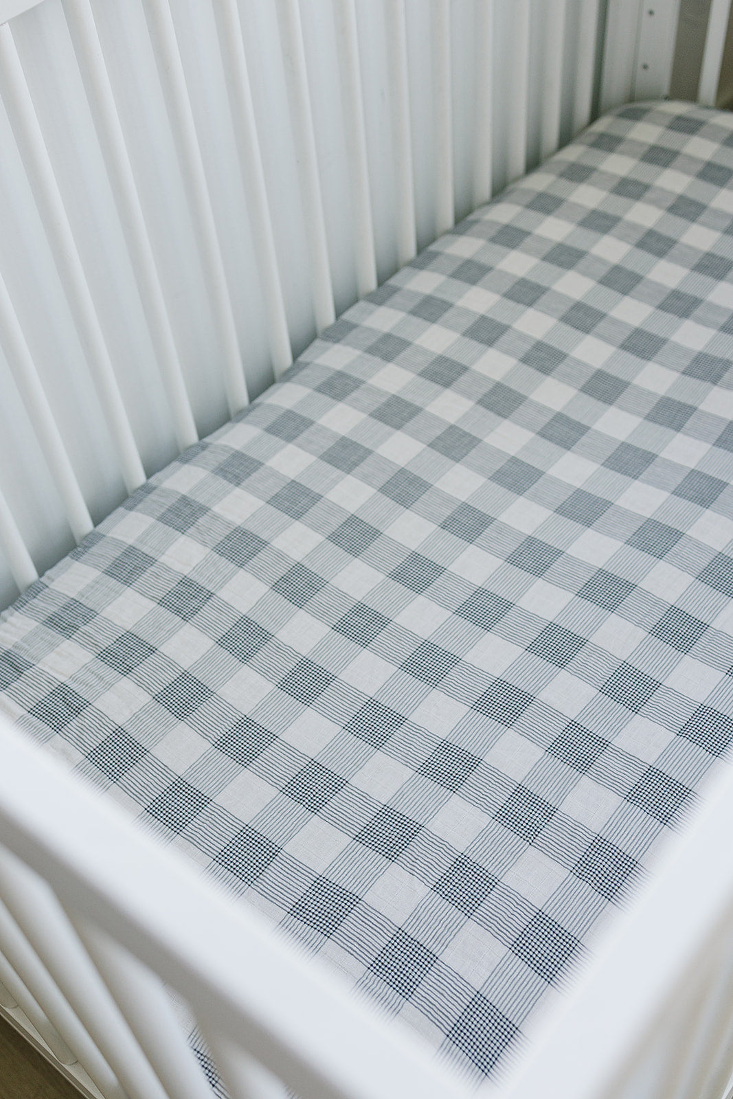 muslin crib sheet // coastal plaid