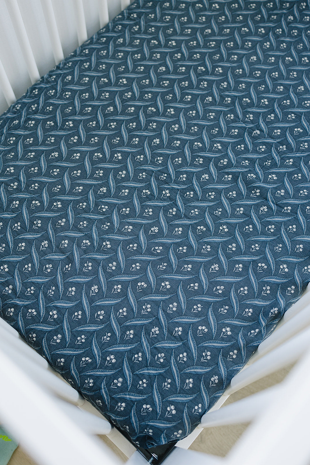 muslin crib sheet // navy berry