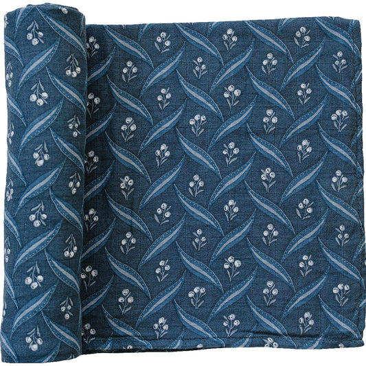 muslin swaddle blanket // navy berry
