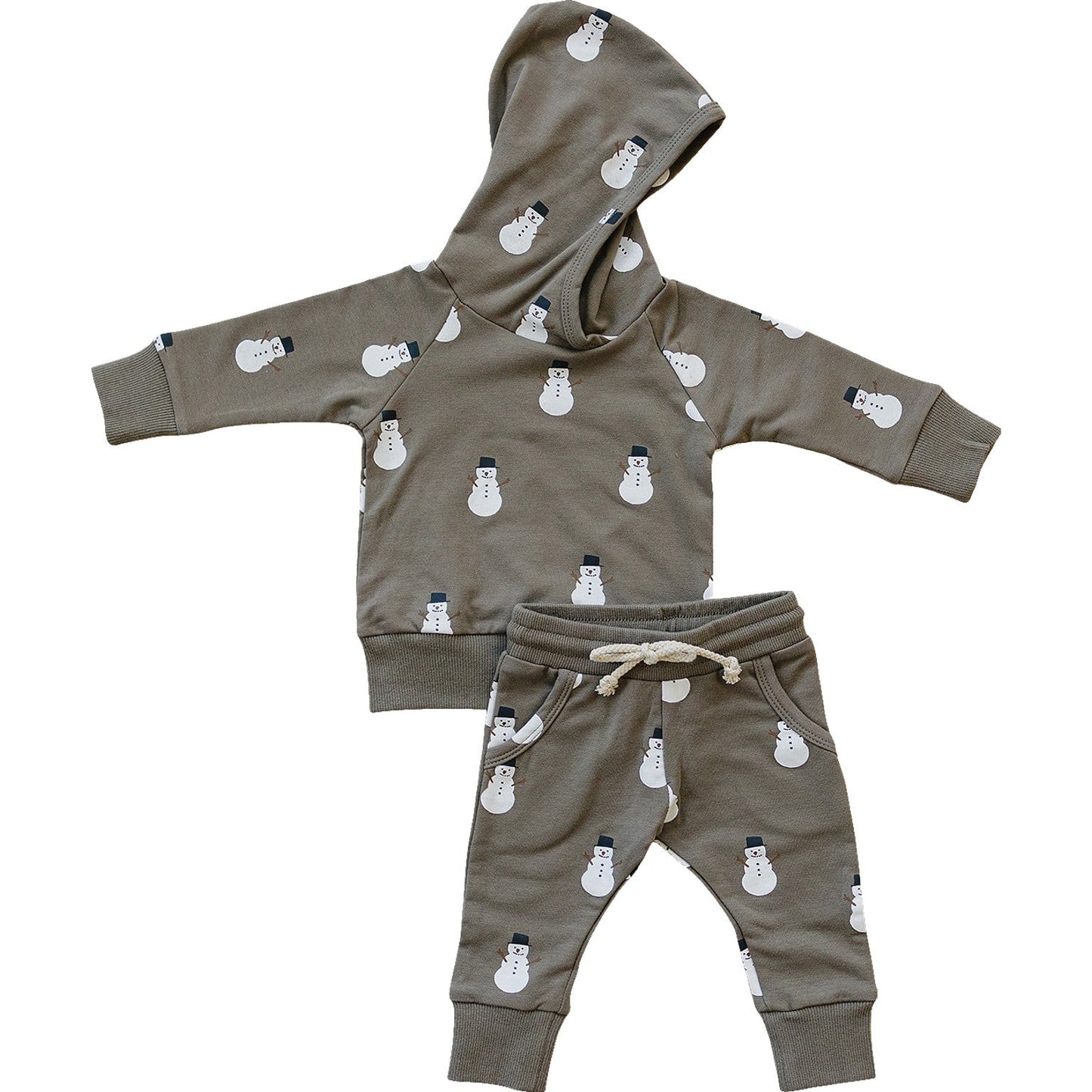 snowman hooded french terry set